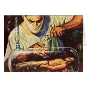Vintagescience fiction, tokig forskare för hälsningskort