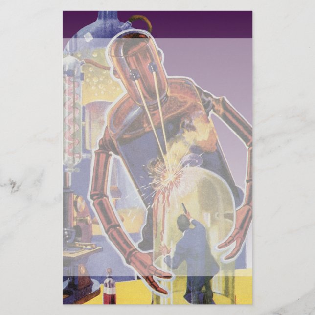 Vintagescience fictionroboten med laser strålar brevpapper (Framsida)