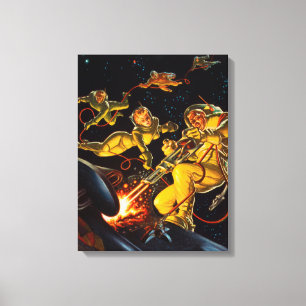 Vintagescience fictionutrymme går astronaut canvastryck