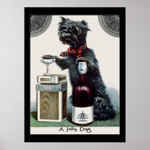 VintageScottie med champagne Poster