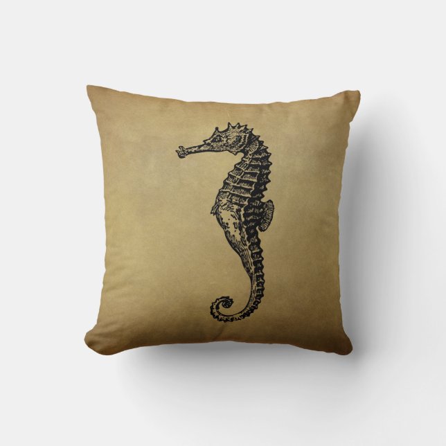 VintageSeahorseillustration Kudde (Framsida)