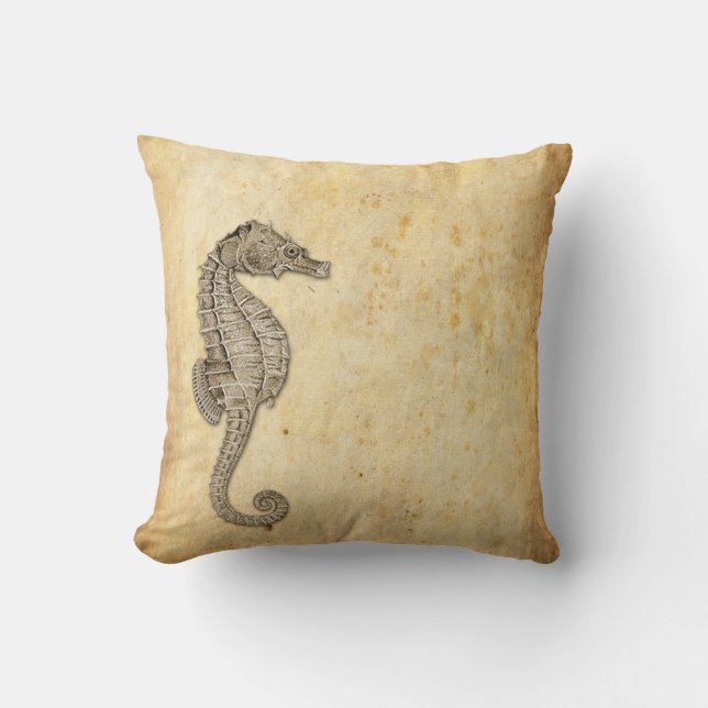 VintageSeahorseillustration Kudde (Framsida)