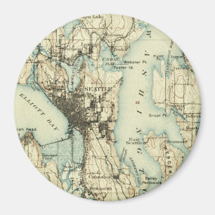 VintageSeattle karta Magnet