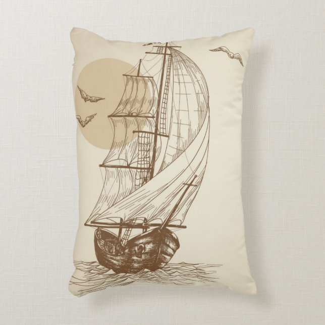 Vintagesegelbåt Prydnadskudde (Framsidan(Vertikal))