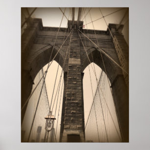 VintageSepia Brooklyn överbryggar Poster