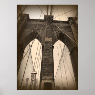 VintageSepia Brooklyn överbryggar Poster