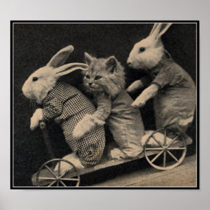 VintageSepiakaniner & tryck för kattungepåskkonst