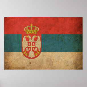 VintageSerbia flagga Poster