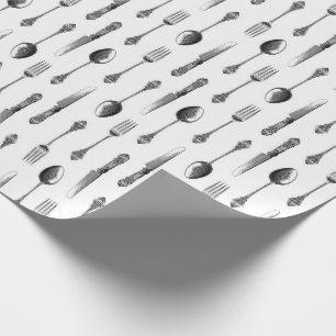 VintageSilverwaremönster som slår in papper Presentpapper