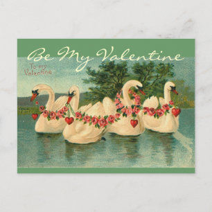 Vintagesimningsvanar till min Valentin-Vykort Helg Vykort