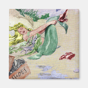 Vintagesjöjungfru i färg magnet