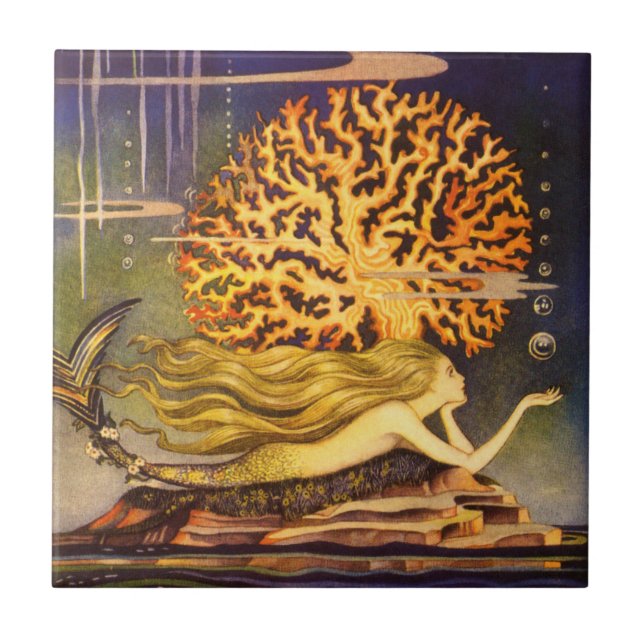 Vintagesjöjungfru Kakelplatta (Framsidan)