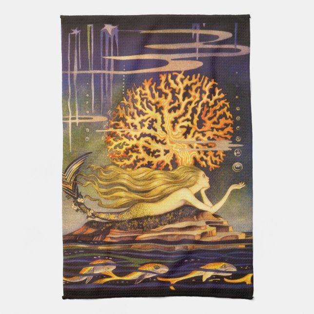 Vintagesjöjungfru Kökshandduk (Vertikal)