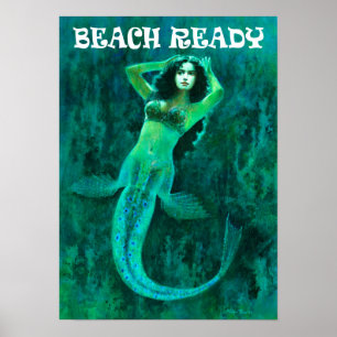 Vintagesjöjungfruaffisch "STRANDREDO ", Poster