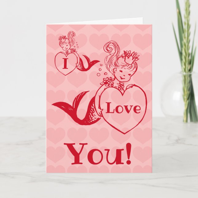 Vintagesjöjungfruvalentines day helgkort (Framsida)