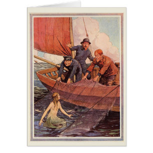 Vintagesjömansjöjungfrun fångar OBS kort