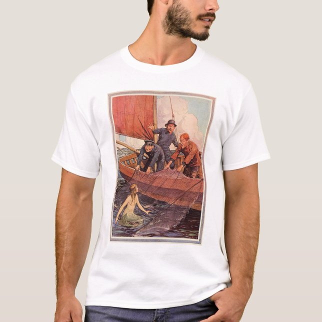 Vintagesjömansjöjungfrun fångar tee (Framsida)