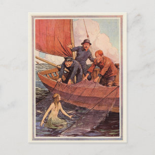 Vintagesjömansjöjungfrun fångar vykort
