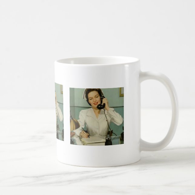 Vintagesjuksköterska på telefonen kaffemugg (Höger)