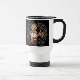 Vintagesjuksköterskabjörn med moderna resemugg