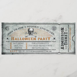 Vintageskalle- och benhalloween festbiljett inbjudningar