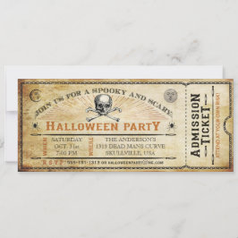 Vintageskalle- och benhalloween festbiljett inbjudningar