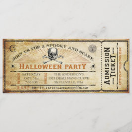 Vintageskalle- och benhalloween festbiljett inbjudningar