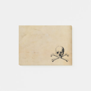 Vintageskalle och Crossbonesillustration Post-it Block