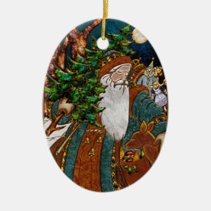 VintageskandinavSanta personlig Julgransprydnad Keramik