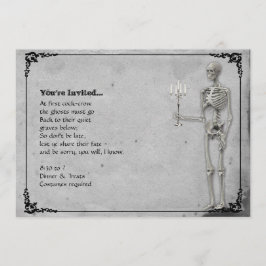 Vintageskeletthalloween fest inbjudningar