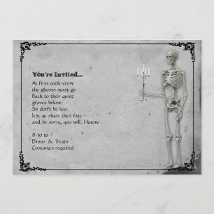 Vintageskeletthalloween fest inbjudningar