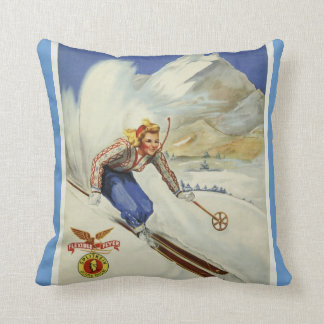 Vintageskidåkningen reser konst kudde