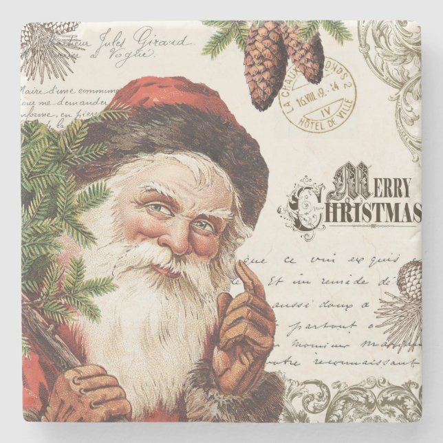 vintageskogsmark Santa Stenunderlägg (Framsidan)
