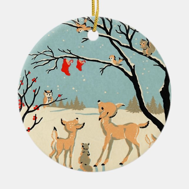 Vintageskogvänner Julgransprydnad Keramik (Framsidan)