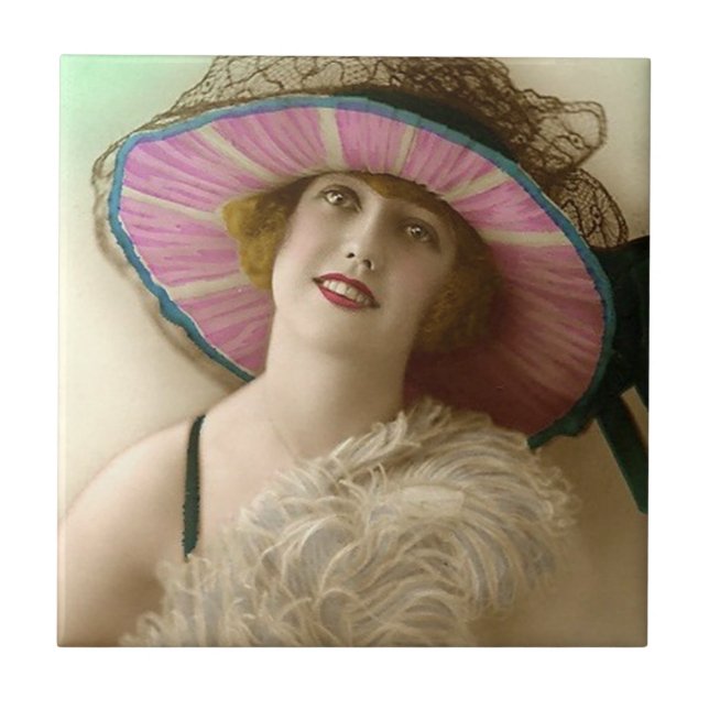 Vintageskönhet avbildar kakelplatta (Framsidan)