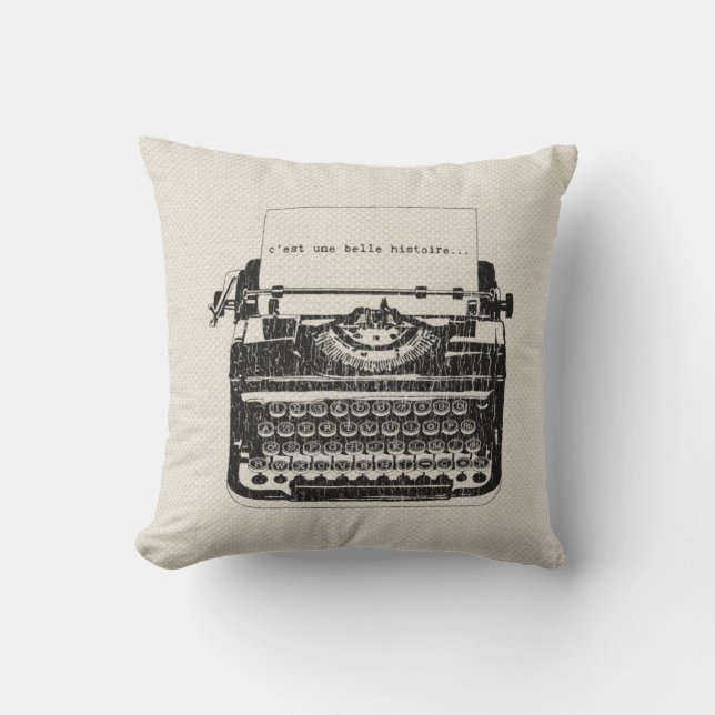 Vintageskrivmaskinen kudder kudde (Framsida)