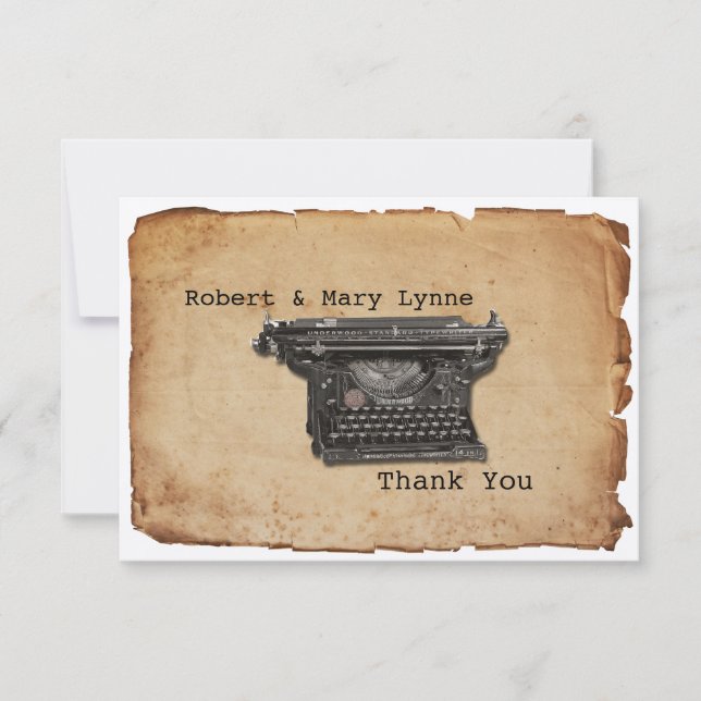 Vintageskrivmaskinen personifierar tack kort (Framsida)