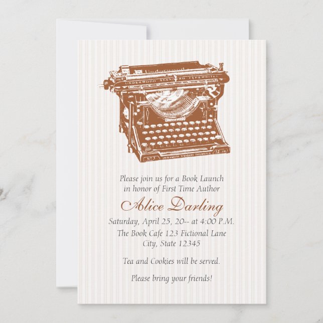 Vintageskrivmaskinsinbjudan Inbjudningar (Framsida)
