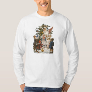 Vintageskyddsängel med barn och träd t shirt