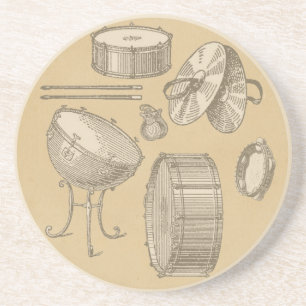 Vintageslagverk instrumenterar på ParchmentLook Underlägg