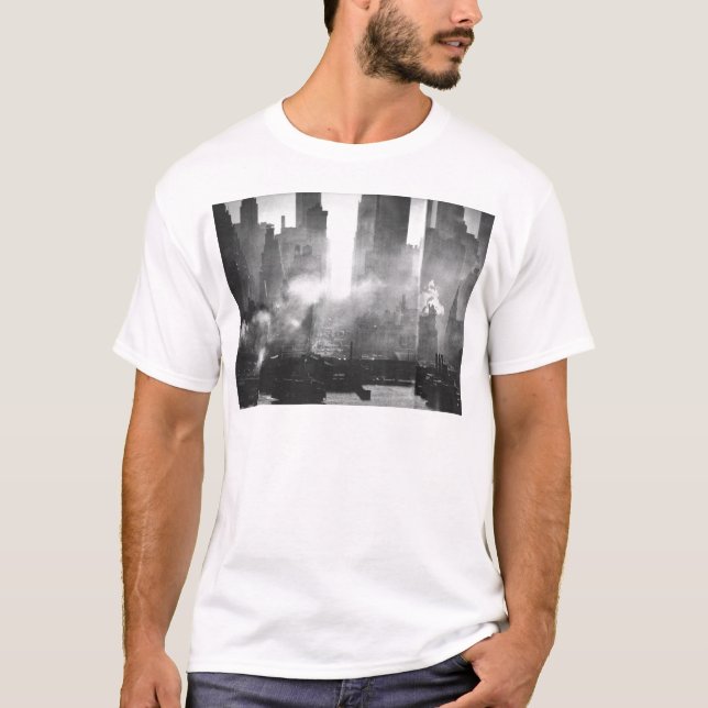 VintageSmokey sandig NYC svartvit horisont Tee (Framsida)