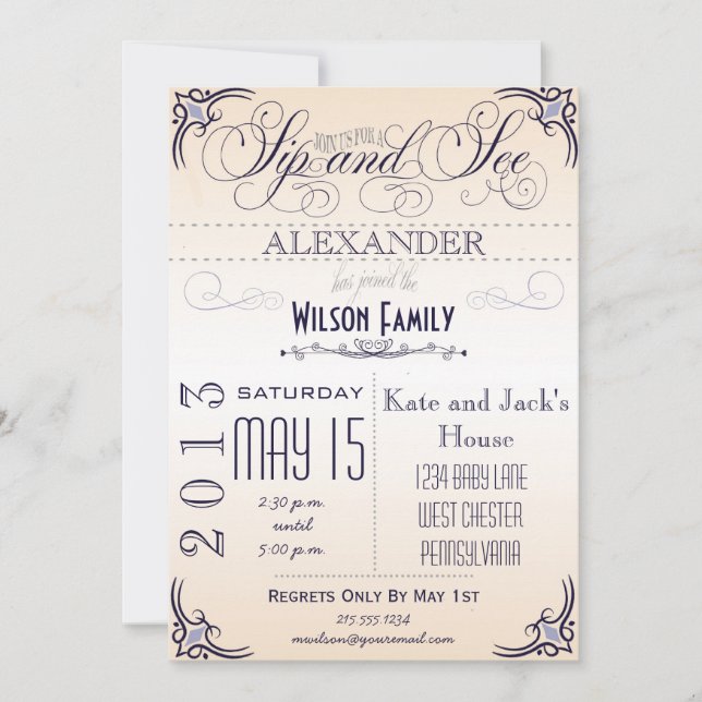 Vintagesmutten och ser inbjudan (Framsida)