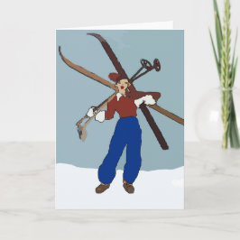 Vintagesnö skidar gal. helgkort