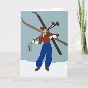 Vintagesnö skidar gal. helgkort