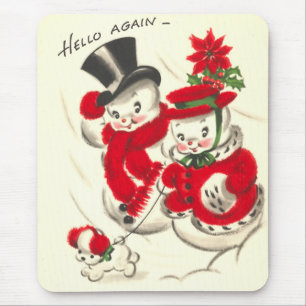 Vintagesnögubbe och Snowwoman Mousepad Musmatta