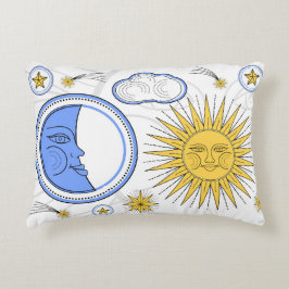 Vintagesol och måne prydnadskudde