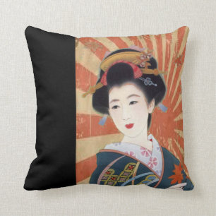 Vintagesolen Rays den Retro japanska geishaen Kudde