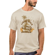 Vintagesolnedgångstrand som surfar utslagsplatsen