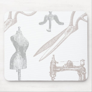 vintagesömmerska- och sömnadtema musmatta