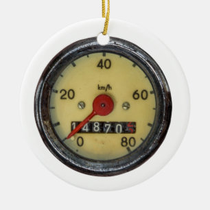 VintagesparkcykelSpeedometer Julgransprydnad Keramik